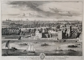 Lambeth, Jego Miłość Arcybiskup Pałacu Canterbury, grawerowane przez I. Kip