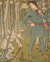 Spotkaliśmy małego staruszka. Ilustracja ze Złotej Gęsi