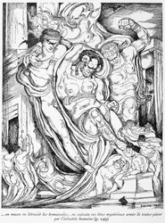 W masie homunkulusy zostały zniszczone, te tajemnicze istoty zostały stracone przez ludzki przemysł - w "Voyage au pays de la fourth dimension" G. de Pawlowski, il. Léonard Sarluis (1874-1949), wyd. Eugène Fasquel, Paryż