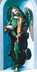 Anioł w zieleni z vielle, około 1500