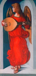 Anioł w czerwieni z lutnią, 1490-1499