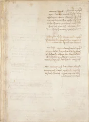 Arundel 263, f.151, notatki Leonarda da Vinci z „Codex Arundel” (pióro i atrament na papierze)