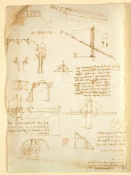 Arundel 263 f.231v, Notatki i szkice dotyczące mechaniki, z „Codex Arundel” (pióro i atrament na papierze)