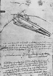 Rysunek maszyny latającej, około 1480, 1945