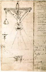 Fragment manuskryptu Da Vinci opisującego zasadę działania i budowę "żurawia" (manuskrypt)