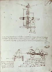 Latająca maszyna rysunek. Rękopis Leonarda De Vinci (Leonardo da Vinci