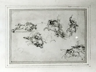 Studium walczących jeźdźców, 1503-4 (pióro i tusz na papierze)