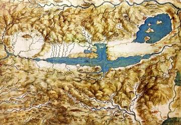Topograficzny widok na okolicę wokół niziny Arezzo i Val di Chiana, początek XVI w