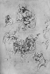 Dwa Studia Madonny z Dzieciątkiem z kotem i Trzy Studia Dziecka, 1475-1481 1945