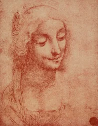 Twarz kobiety, rysunek Leonarda da Vinci. Gallerie dell