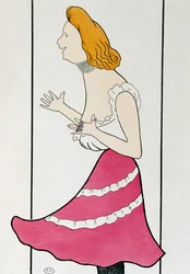 Aktorka Mademoiselle Cassive w La Dame de Chez Maxim, Georges Feydeau (1862-1921), karykatura z 1899 Leonetto Cappiello (1875-1942)