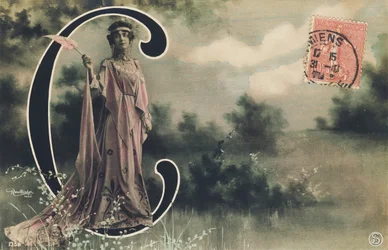 Wielka litera C: Lucienne Roger, artystka Belle Époque z półświatka.... 1906 (zdjęcie)