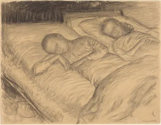 Dzieci artysty: Wilk i śpiąca Anna, ok. 1900 (węgiel na papierze)