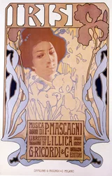 Iris skomponował Pietro Mascagni, plakat Leopoldo Metlicovitz, libretto Luigi Illica, 1898.