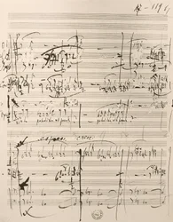 Partytura muzyczna do „Cunning Little Vixen” (tusz na papierze)