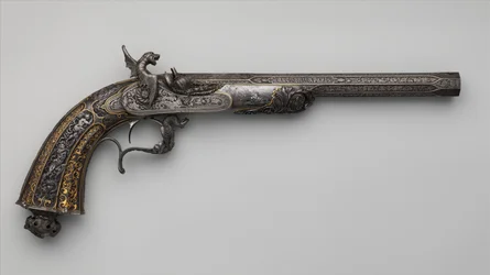 Pistolet do wystawy perkusyjnej, francuski, Paryż, dat. 1849