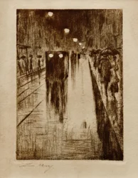 Leipziger Strasse w deszczu