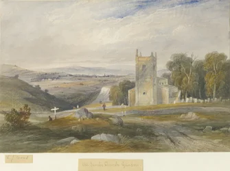 Kościół Grindon: malarstwo akwarelowe i [ok. 1830-1845]