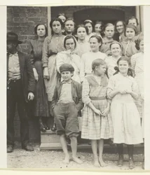 Wszyscy są pracownikami w Walker County Hosiery Mills, Lafayette, Georgia