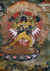 Starożytne malowidła ścienne z klasztoru Lamaistów w Hemis, Ladakh, Indie