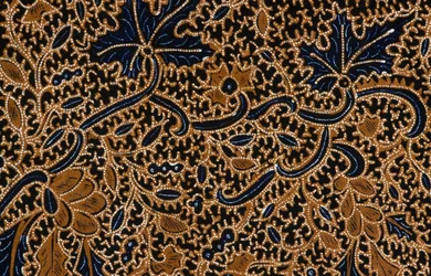 Batik z tradycyjnym kwiatowym wzorem, Surakarta, Jawa, Indonezja, detale