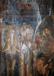 Chrystus i święci, fresk w kościele Agios Ioannis, Kantanos, Kreta, Grecja (foto)