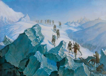 wyprawa Horacego-Benedicta de Saussure powracająca ze szczytu Mont Blanc, sierpień 1785