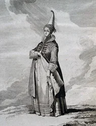 Islandzka kobieta, rycina z Podróży na Morzu Północnym między 1767 a 1768 przez Yves-Joseph de Kerguelen-Tremarec (1734-1797)