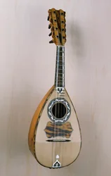 mandolina neapolitańska, instrument muzyczny zbudowany w warsztacie lutnika Pasquale Scala w Praiano w Kampanii. Włochy, XX wiek