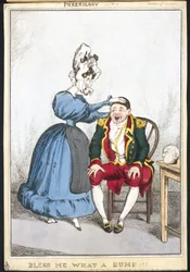 Frenologia „Błogosław mi co za guz”, ok. 1820-1830