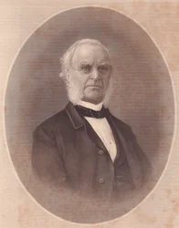 Portret amerykańskiego biskupa metodysty Josepha Holdicha (1794-1893), grawerowanie z repozytorium damskiego, Stany Zjednoczone, około 1870