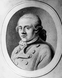 Portret Jakoba Michaela Reinholda Lenza (1751-1792), niemieckiego pisarza ruchu Sturm und Drang, grawerowanie
