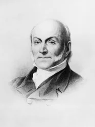 Portret John Quincy Adams (1767-1848), amerykański dyplomata i polityk, który służył jako 6. prezydent Stanów Zjednoczonych od 1825 do 1829, grawerowanie po malowaniu przez George