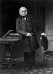 Portret John Quincy Adams (1767-1848), amerykański polityk i dyplomata, który był 6. prezydentem Stanów Zjednoczonych od 1825 do 1829, grawerowanie
