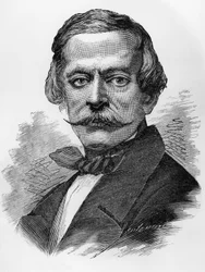 Portret Massimo Taparelli, markiz Azeglio (1798-1866), włoski patriota, polityk, pisarz i malarz, który był premierem Sardynii w latach 1849-1852, grawerowanie