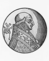 Portret św. Grzegorza II (669-731), 89 papieża Kościoła katolickiego z 715, rycina