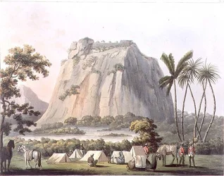 North View of Shole Ghurry, tablica 32 z „Malownicza sceneria w Królestwie Mysore”, sztych. Harradon, wyd. Edward Orme (1774-c.1820) 1805 (akwatinta)