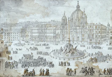 Piazza Navona w Rzymie, Lievin Cruyl (1640-1720), Włochy