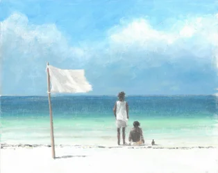 Boys on Beach, Kenia (akryl na papierze)