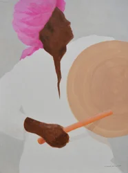 Perkusista, różowy turban