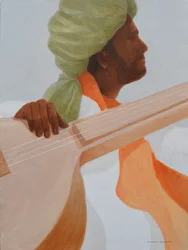 Sitar player, zielony turban