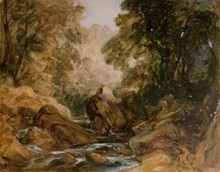 Górski potok i skały, [XIX w.].