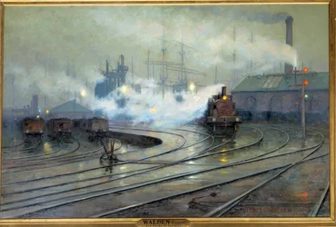 Widok doków w Cardiff. Obraz Lionela Waldena (1861-1933), 1894. 1,27 x 1,93 m. Paryż, Musée d