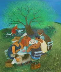 Piknik Rodzinny, 2018 (akryl na papierze)