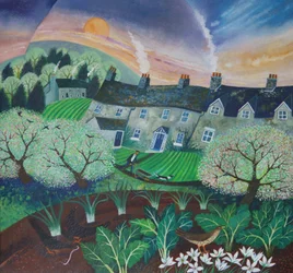 Wiosenne zielenie, 2016, (farby akrylowe na papierze)