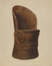 Drewniane krzesło z bali, 1938.
