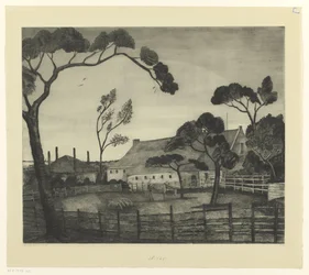 Holenderski krajobraz z farmą i łąką Paysage Hollandais (tytuł oryginalny)