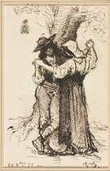 Para zaloty przy drzewie, 1871.