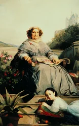 Portret Madame Clicquot, z domu Ponsardin 1777-1866 z córką, w latach 1851-1860.