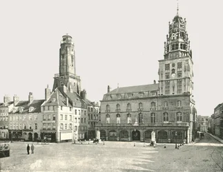 Strażnica i Hotel De Ville, Calais, Francja, 1895.